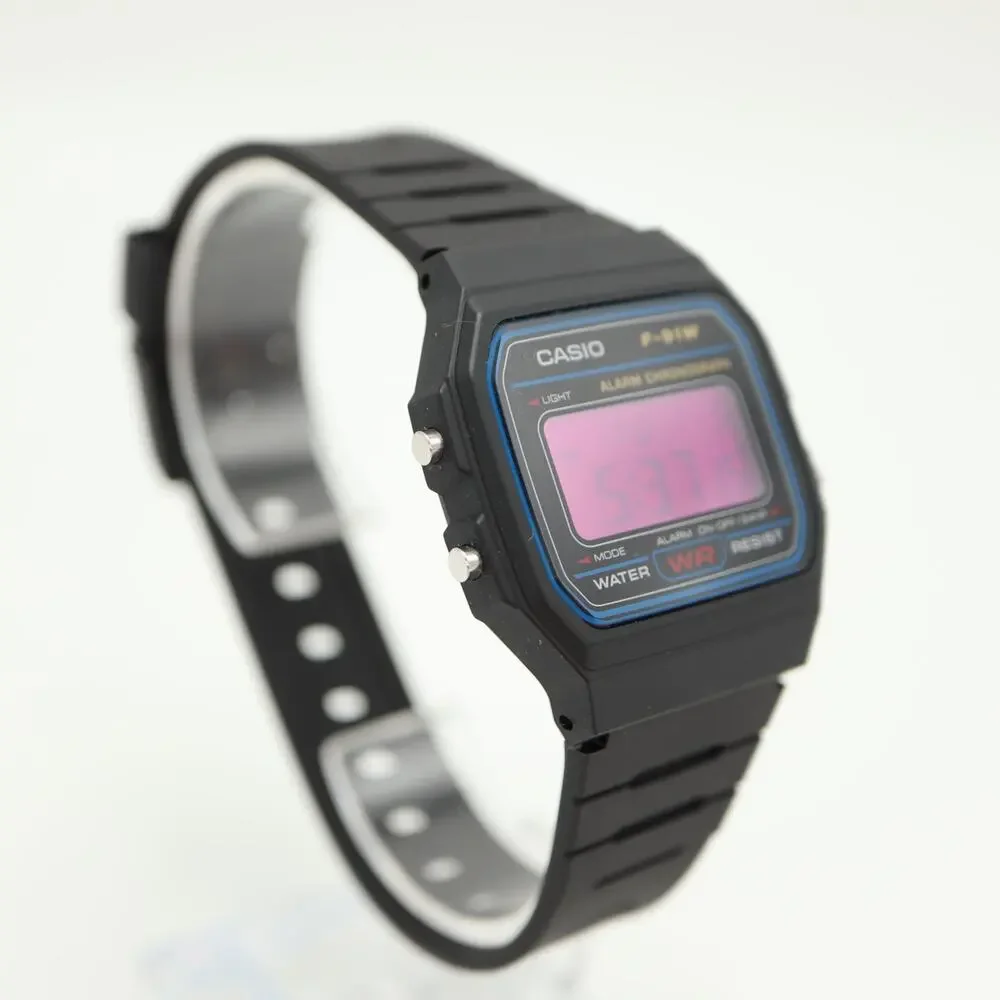 Casio F-91W Custom Mod UPGRADED BACKLIGHT Color Screen Purple Digital Watch